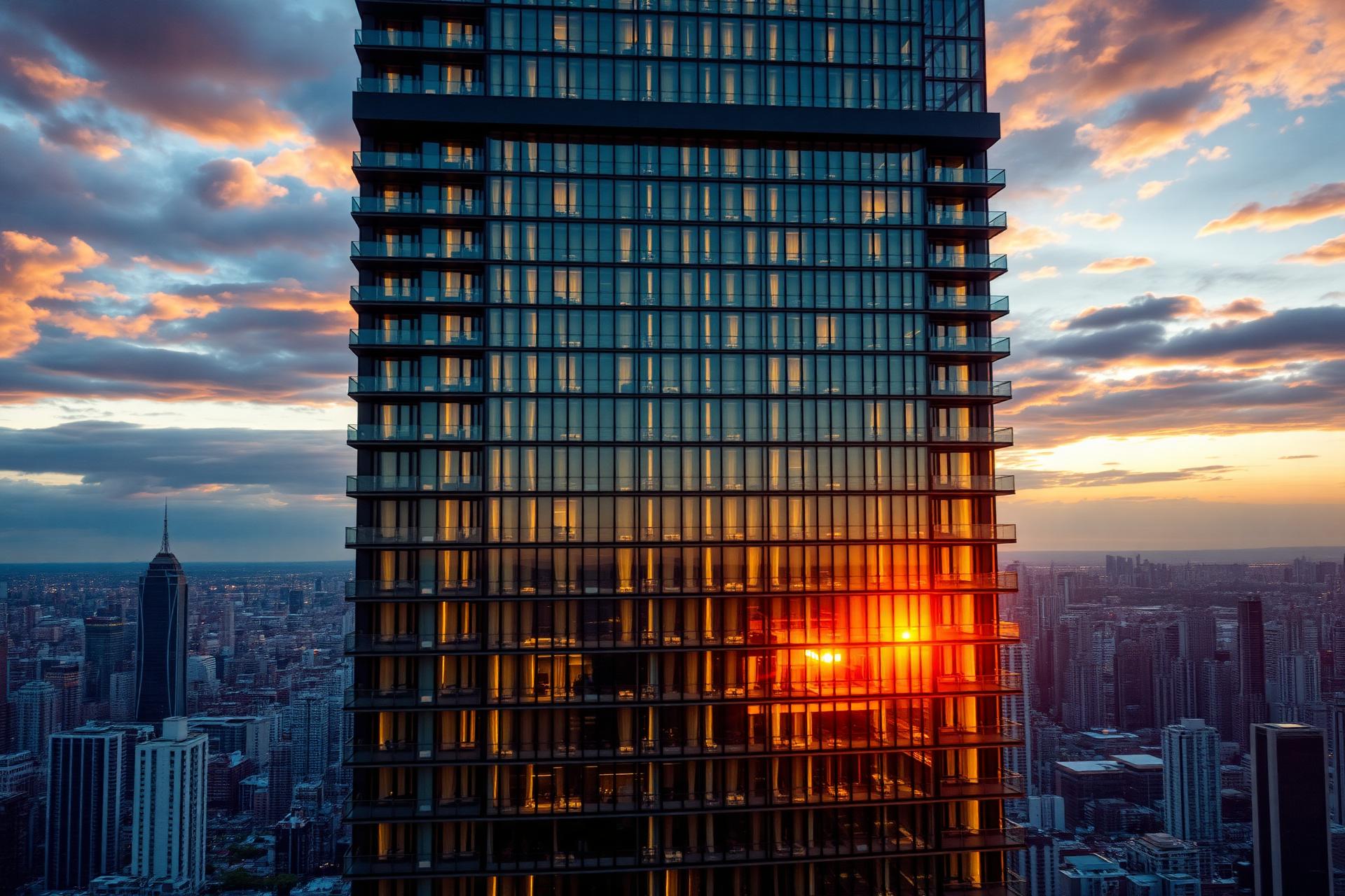 Empreendimento residencial de alto padrão ao pôr do sol
